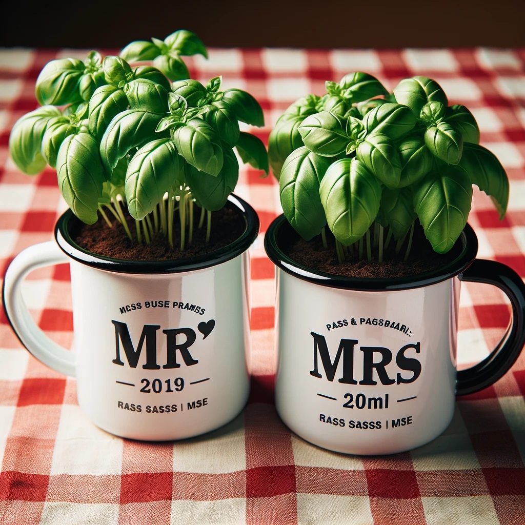 Mann und Frau Tassen zum Einzug